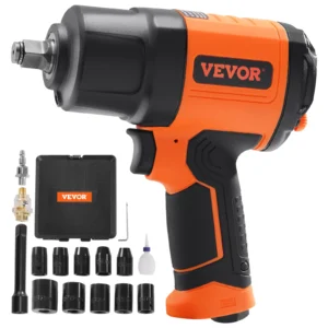 Impact Gun with 11-PCS 1/2-Inch Drive CR-V Steel Socket Set