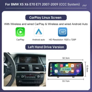 Wireless Carplay Touch Screen For BMW X5 E70 X6 E71 2007-2013 CCC CIC Display Radio Android Auto Car Multimedia Player